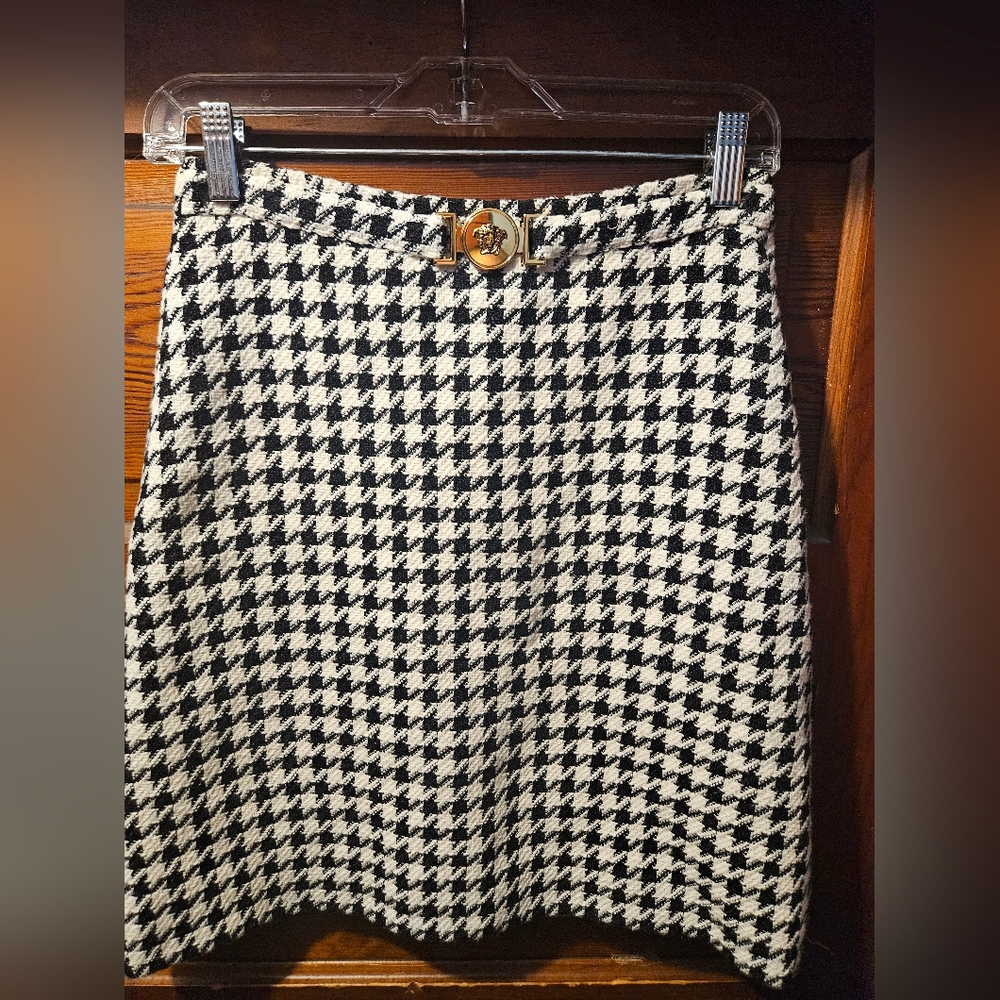 Versace Tweed Houndstooth Skirt
